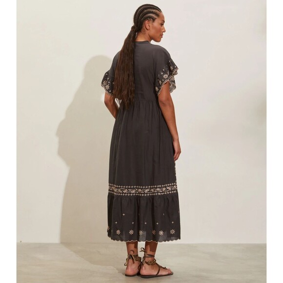 Odd Molly Kathleen Midi Dress Floral Embroidered Kimono Eyelet Resort S-1 254651 - Picture 4 of 10